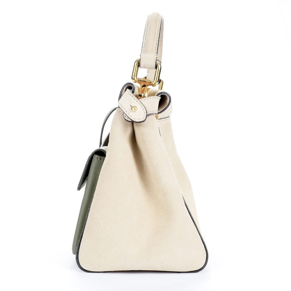 Fendi Peekaboo Mini Pocket Beige Suede Handbag - Picture 5 of 14